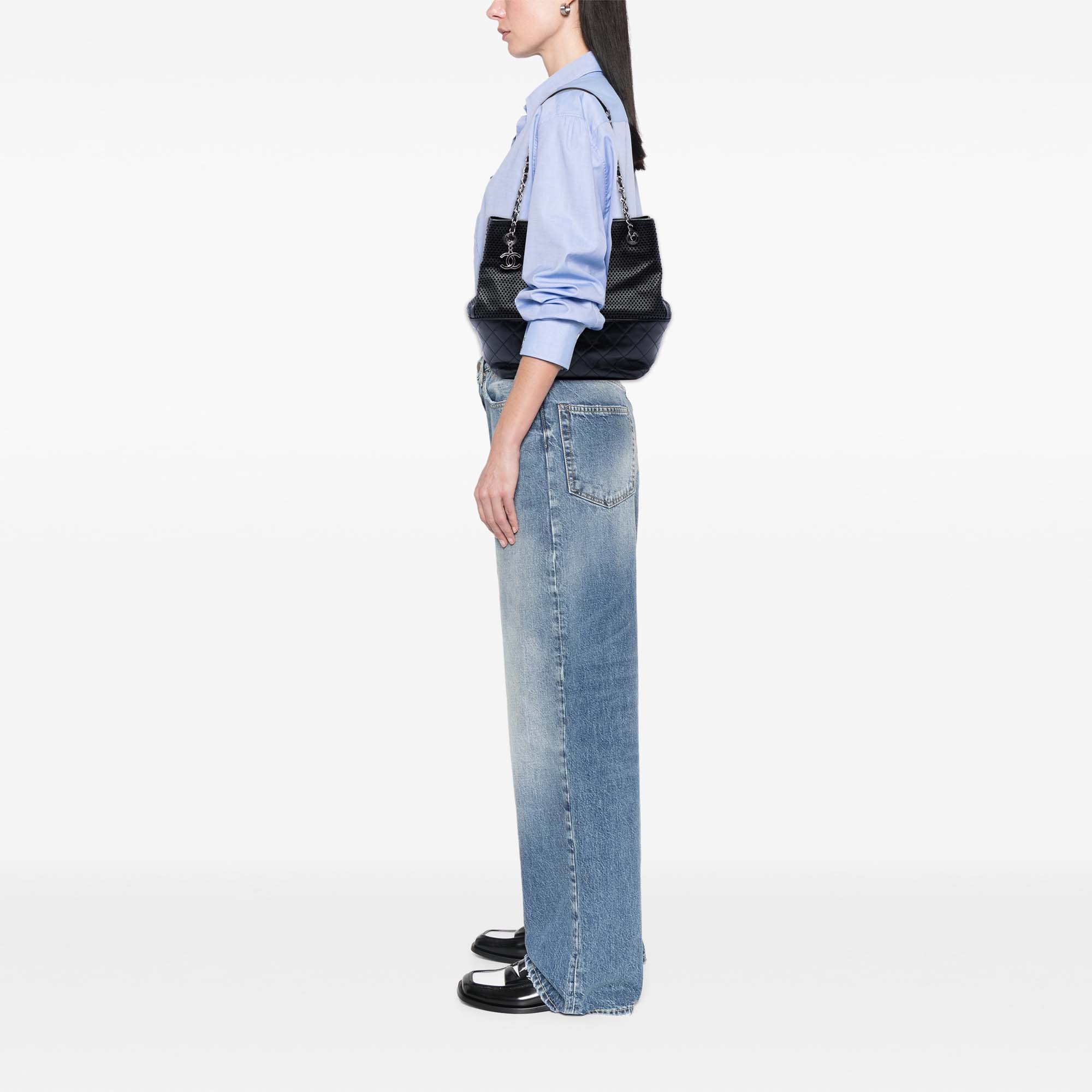 Perforated Calfskin Up In The Air North South Tote - Image 6