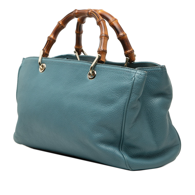 Medium Calfskin Bamboo Shopper Satchel - Image 2