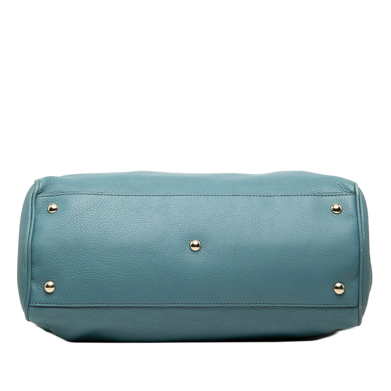Medium Calfskin Bamboo Shopper Satchel - Image 3