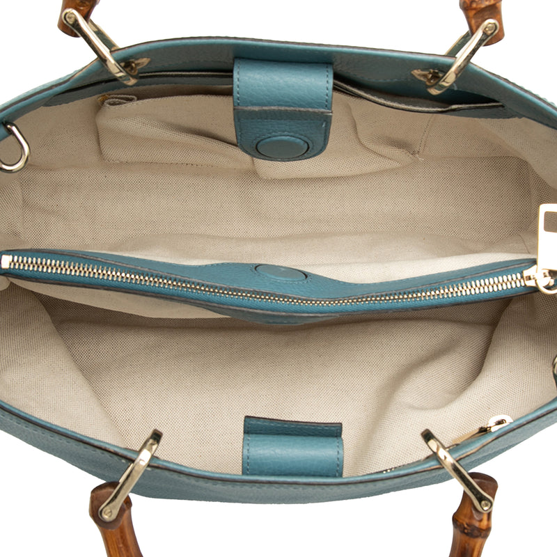 Medium Calfskin Bamboo Shopper Satchel - Image 4