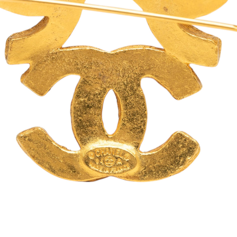 Gold Plated Triple CC Brooch - Image 3