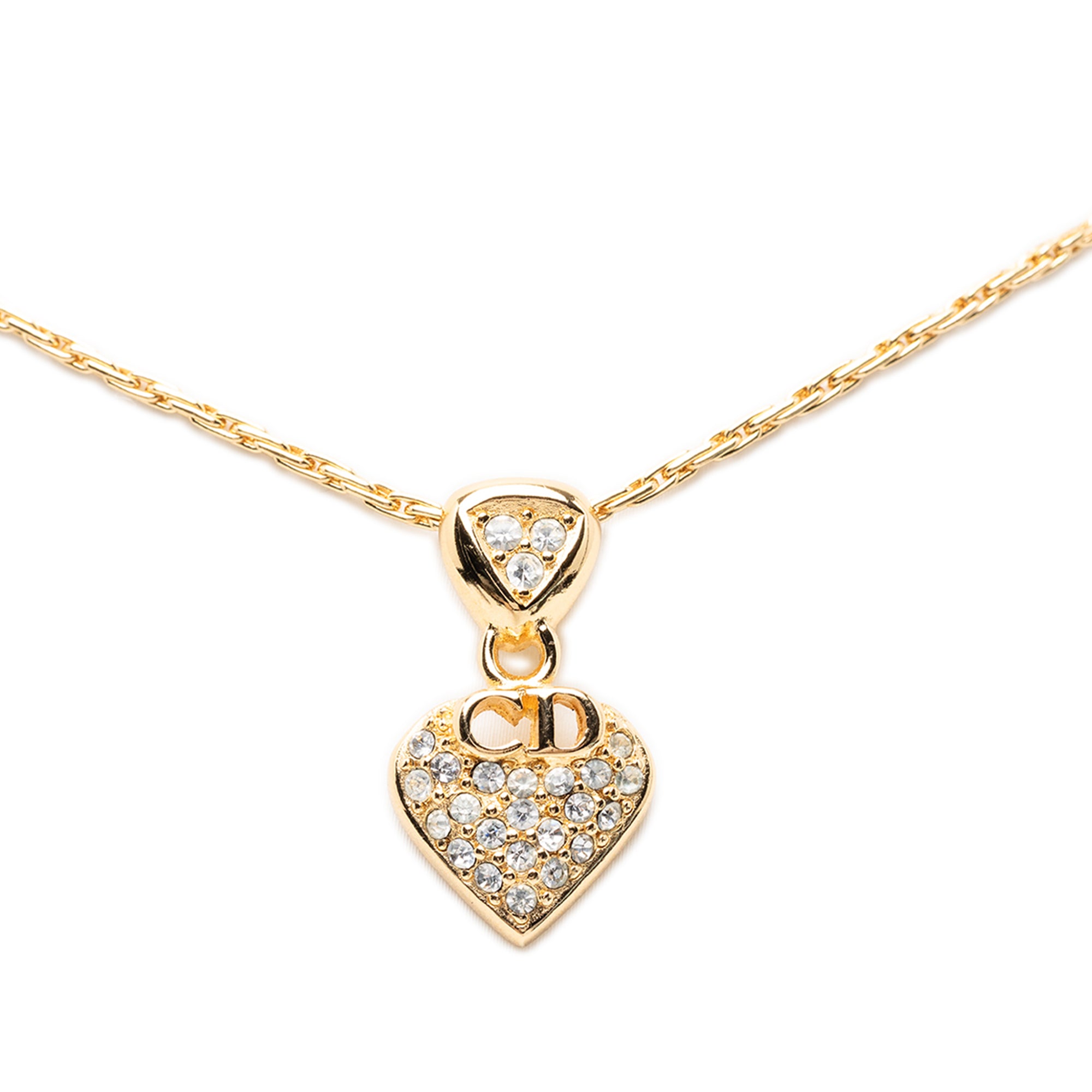 Gold Plated CD Strass Logo Heart Pendant Necklace - Image 2