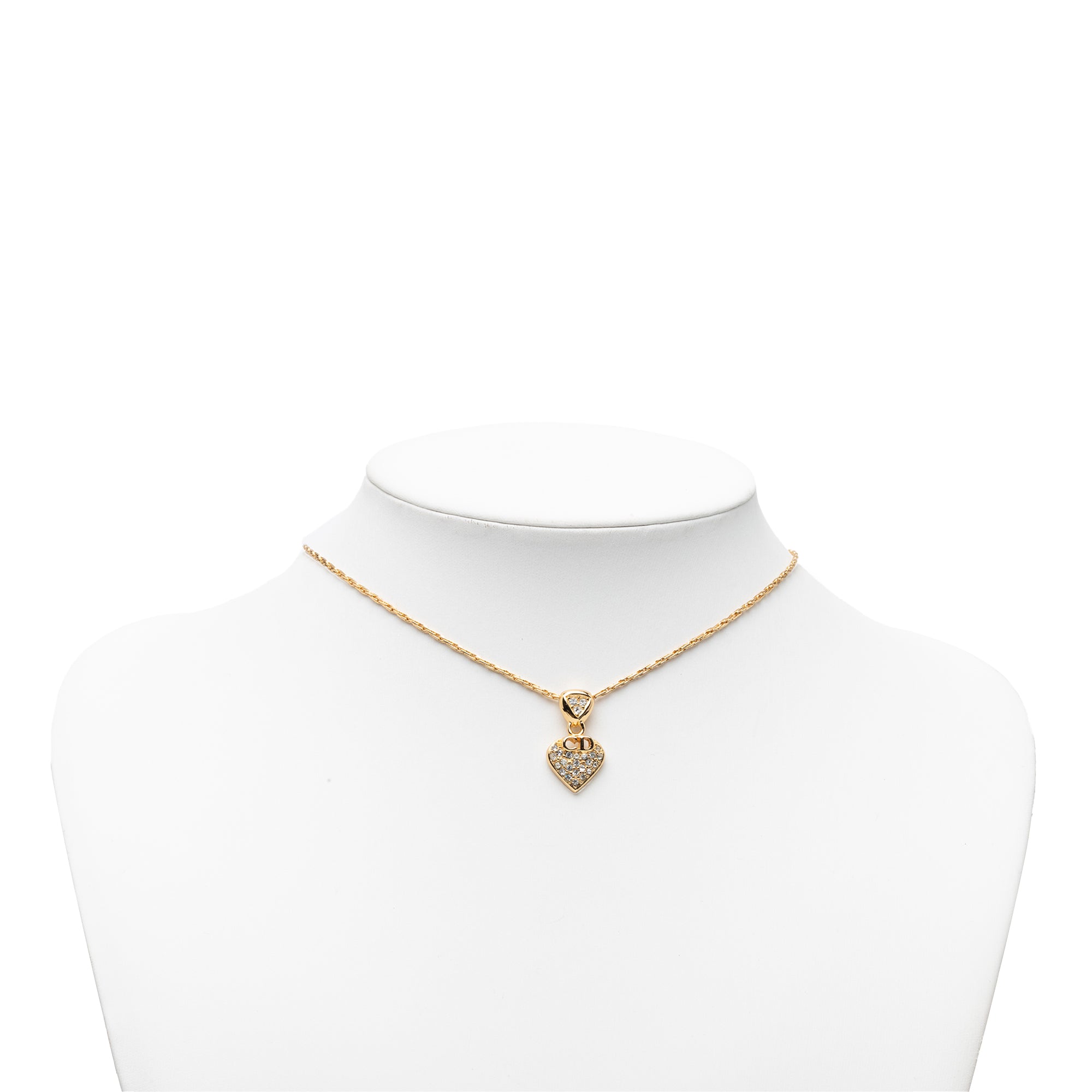 Gold Plated CD Strass Logo Heart Pendant Necklace - Image 6