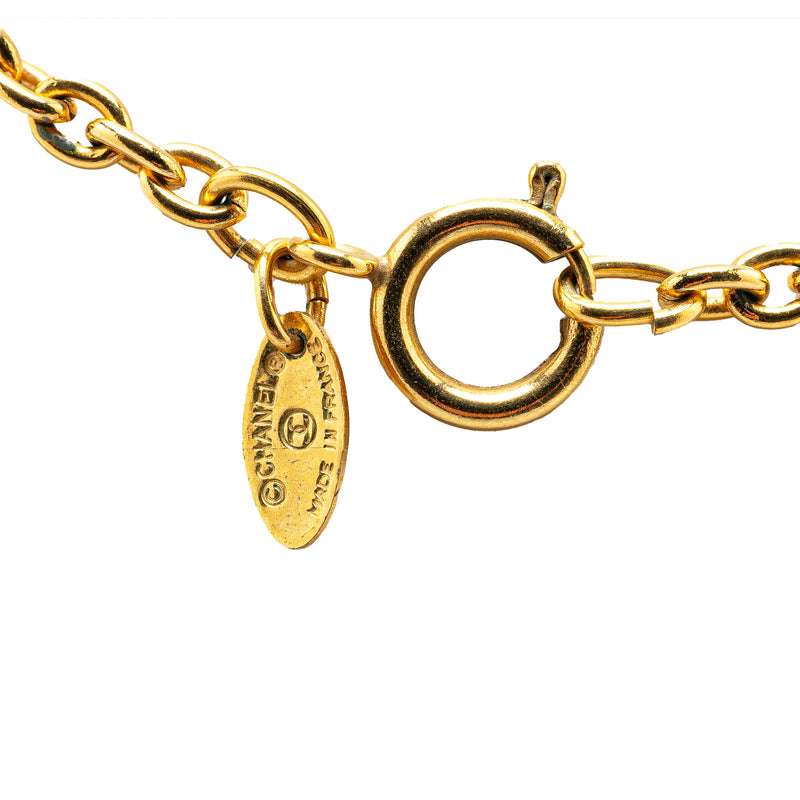 Gold Plated CC Round Pendant Necklace - Image 4