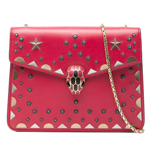 Small Studded Leather Laser Cut Square Serpenti Forever Chain Crossbody - Image 1