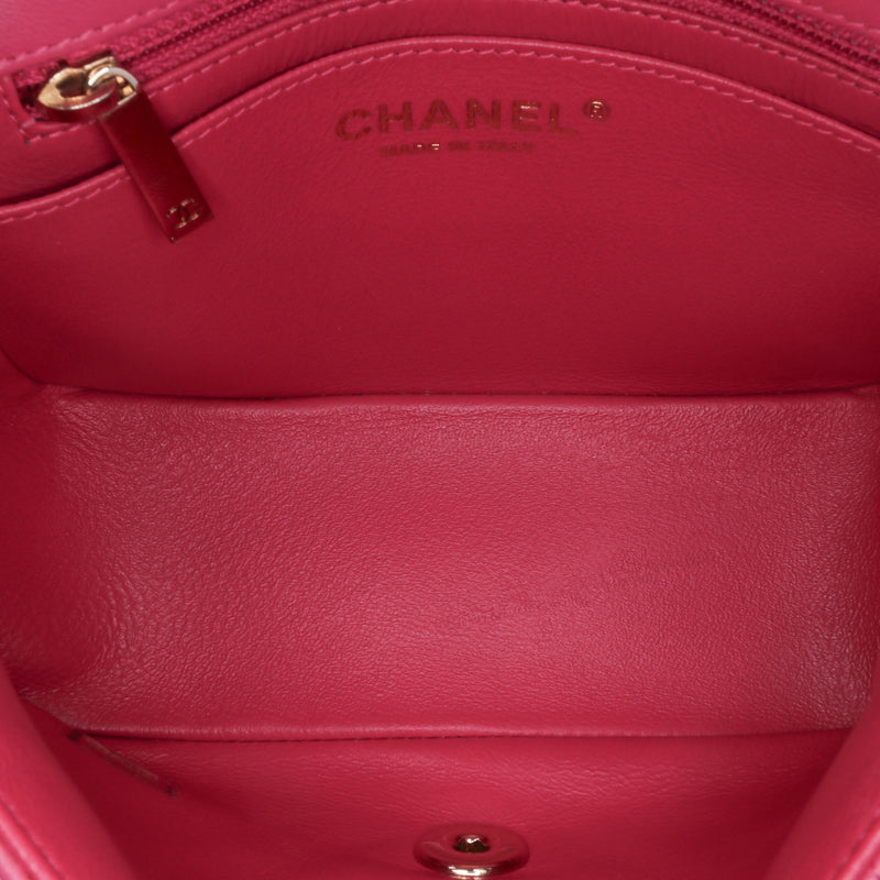 Mini Square Classic Chevron Lambskin Single Flap - Image 4