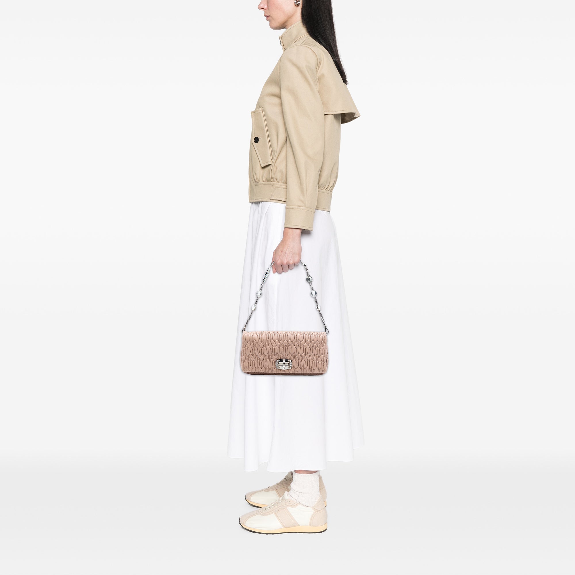 Matelasse Nappa Crystal Chain Satchel - Image 6