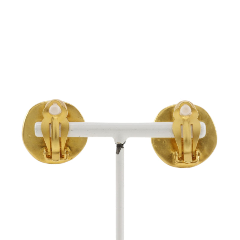 CC Gold Plated Round Clip On Earrings - Image 2
