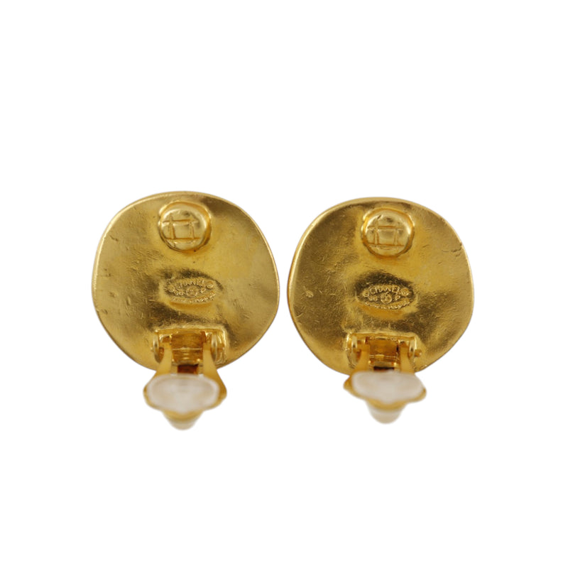 CC Gold Plated Round Clip On Earrings - Image 5