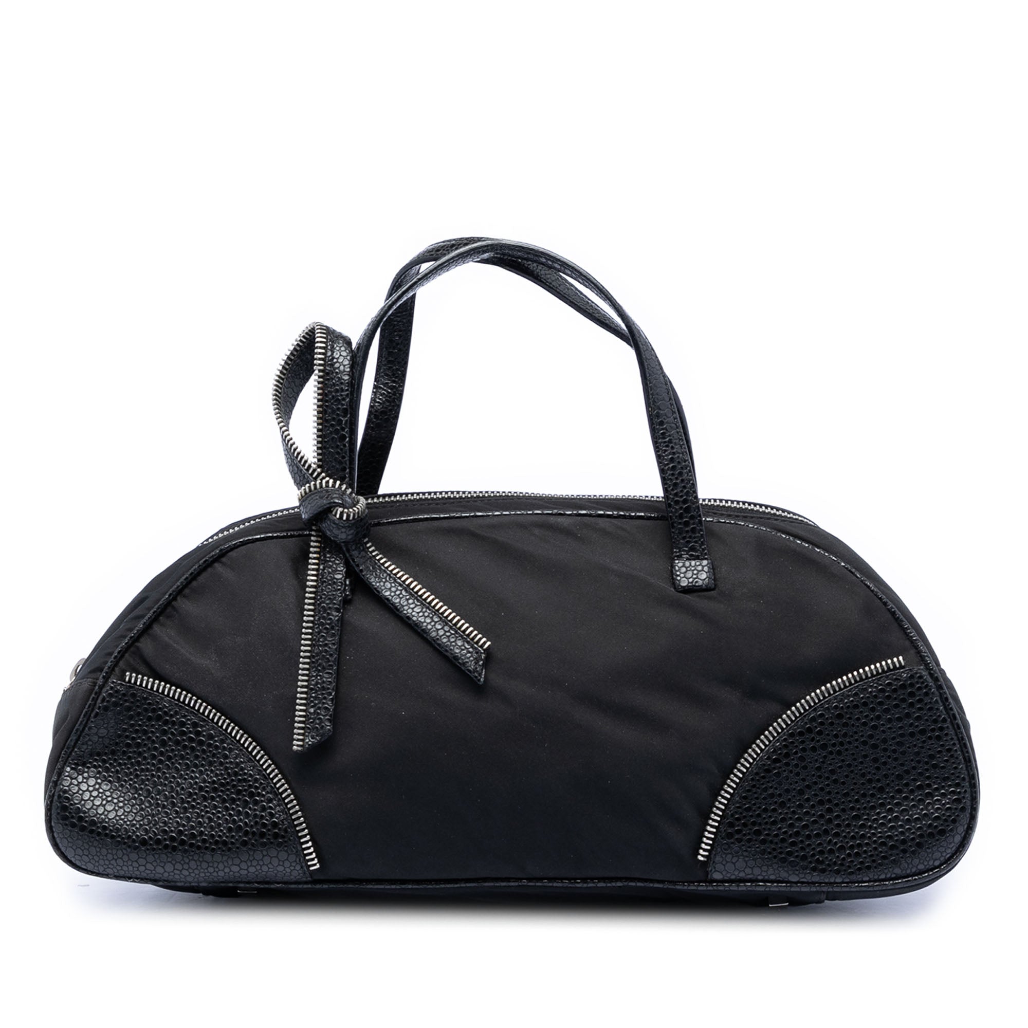 Nylon and Calfskin Bow Handbag - Image 1
