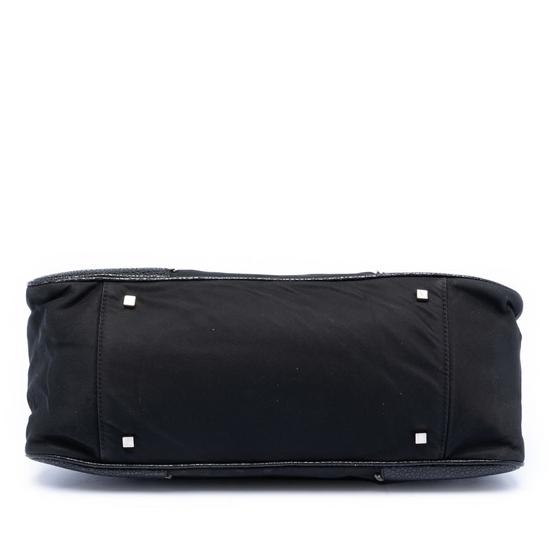 Nylon and Calfskin Bow Handbag - Image 3