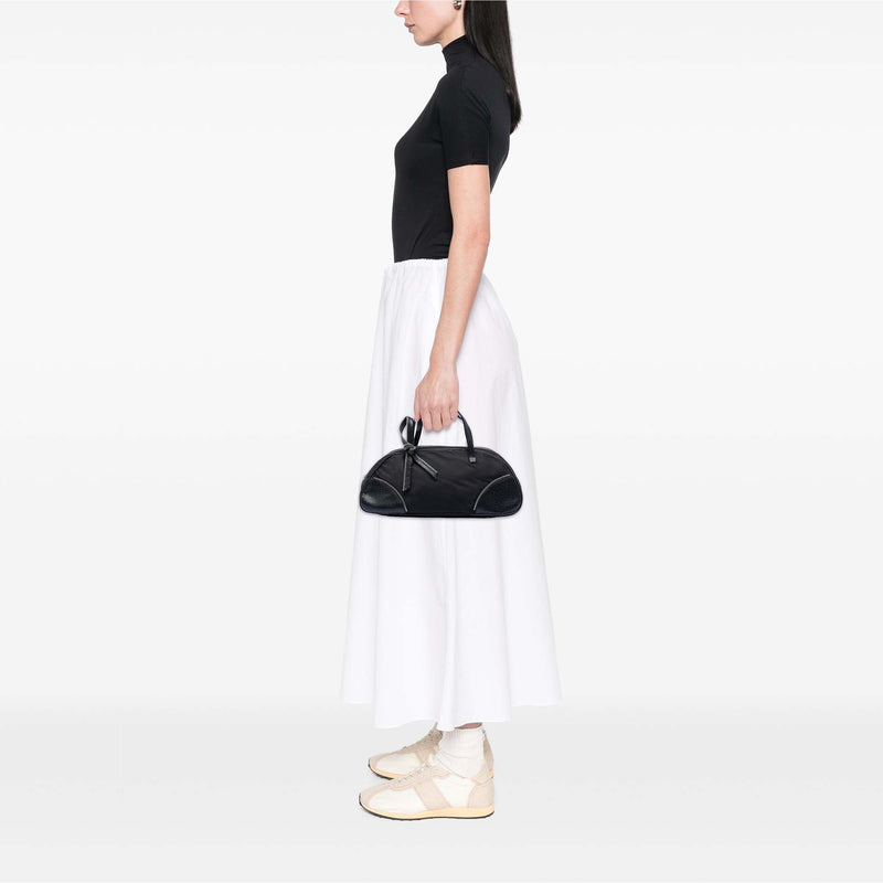 Nylon and Calfskin Bow Handbag - Image 7