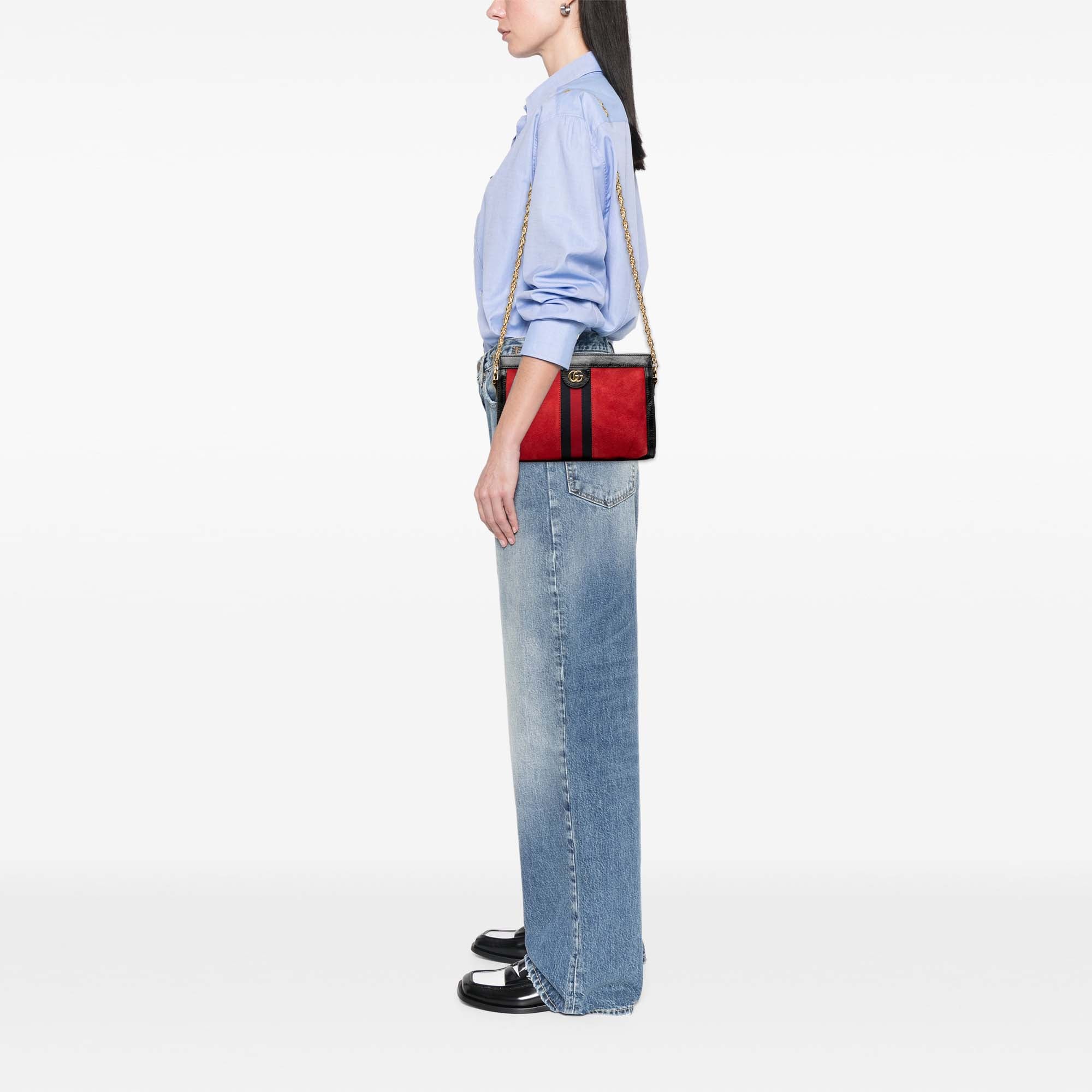 Small Suede Web Ophidia Chain Crossbody - Image 8