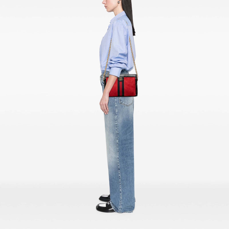 Small Suede Web Ophidia Chain Crossbody - Image 8