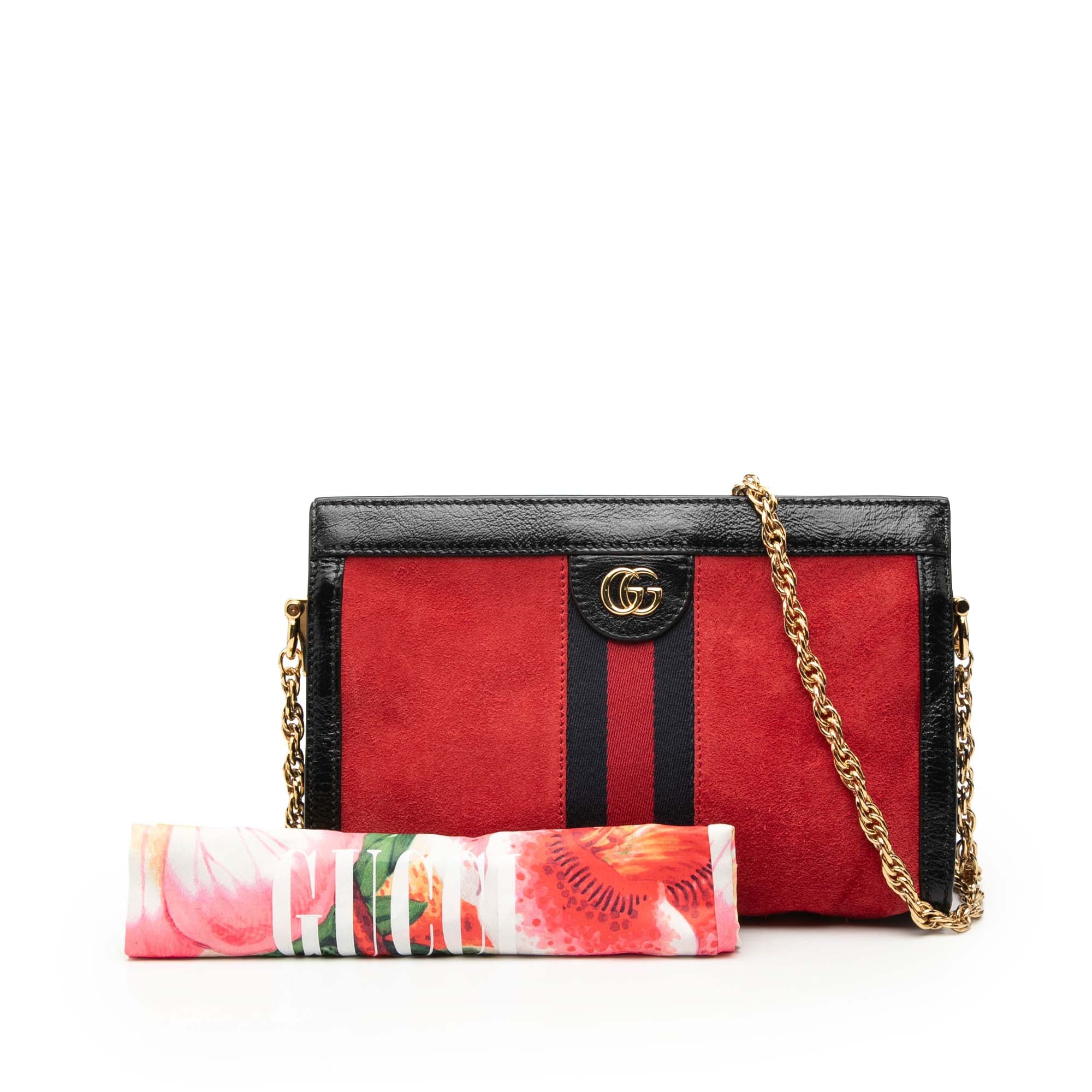 Small Suede Web Ophidia Chain Crossbody - Image 9