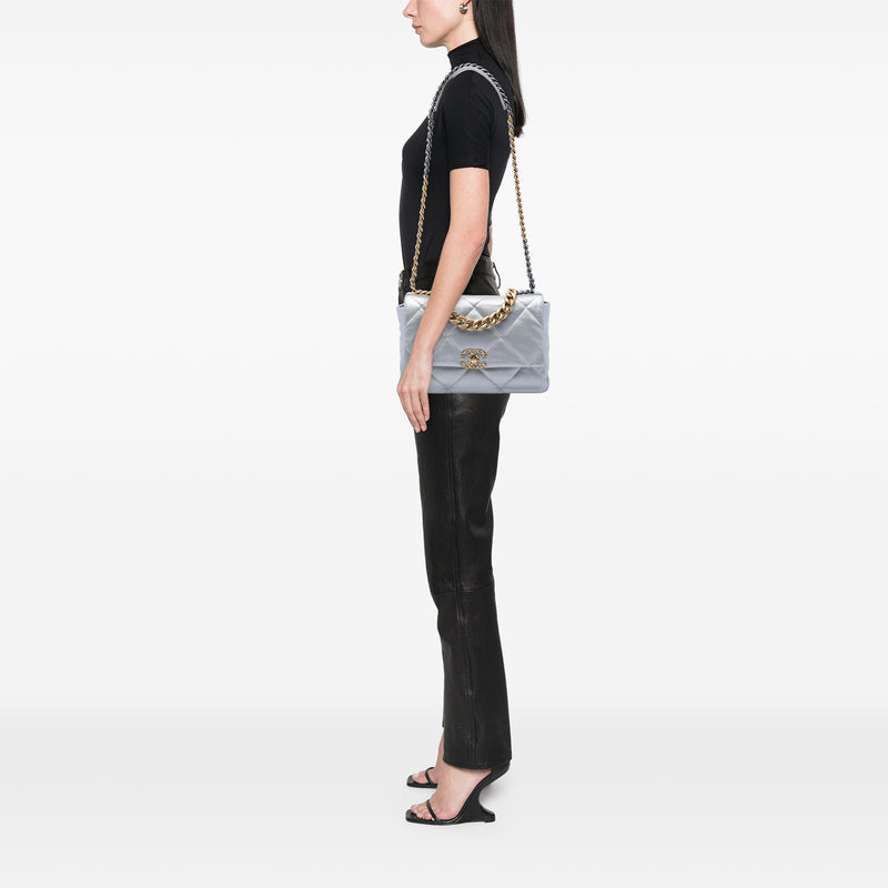 Large Metallic Lambskin 19 Flap - Image 5
