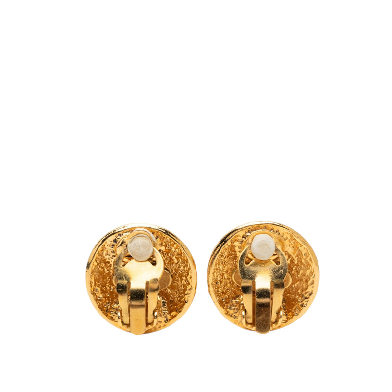 CC Gold Plated Round Clip On Earrings - Image 2