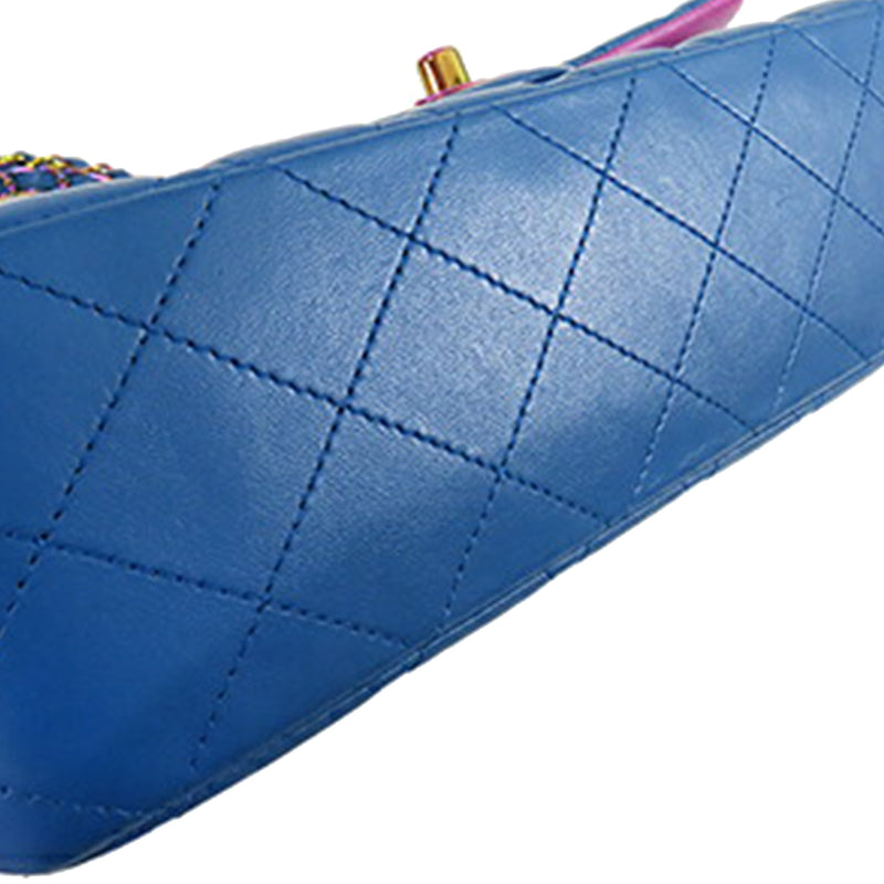 Medium Classic Lambskin Rainbow Hardware Double Flap - Image 12