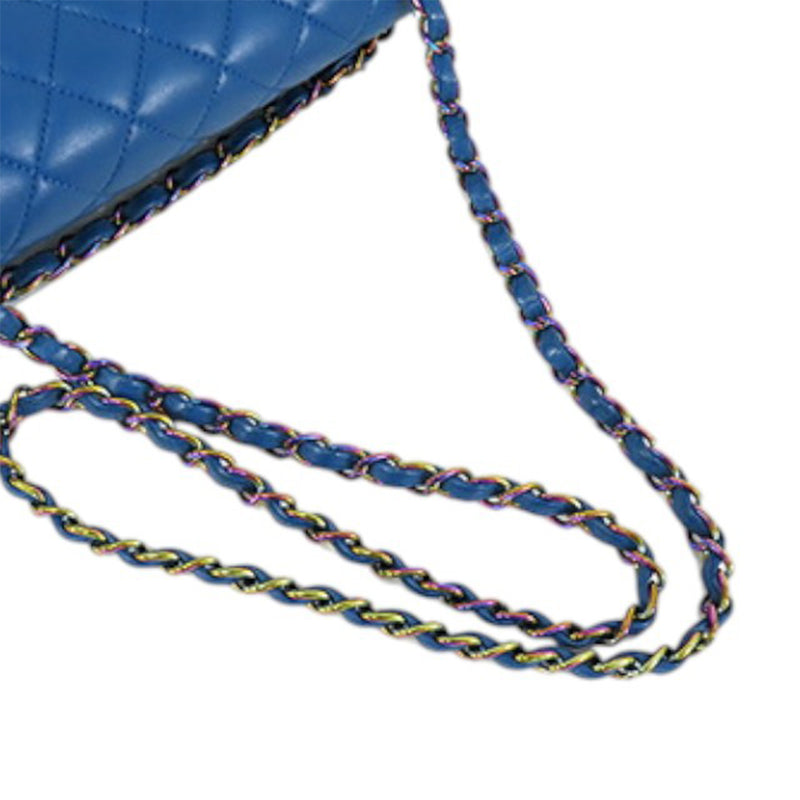 Medium Classic Lambskin Rainbow Hardware Double Flap - Image 17