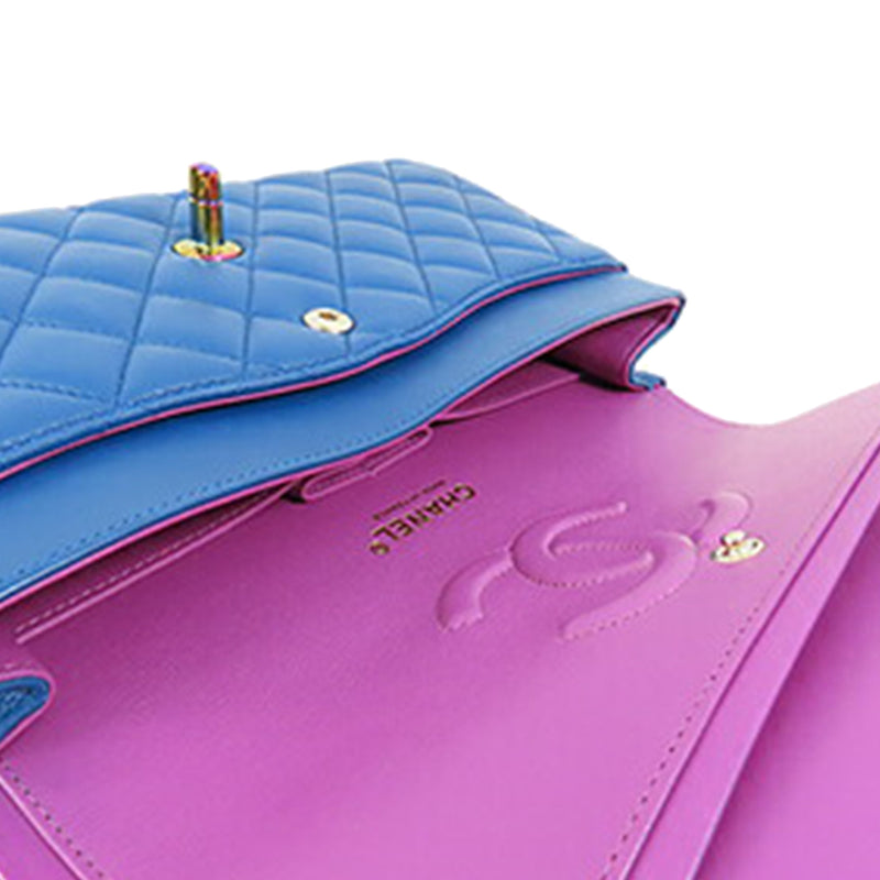Medium Classic Lambskin Rainbow Hardware Double Flap - Image 4