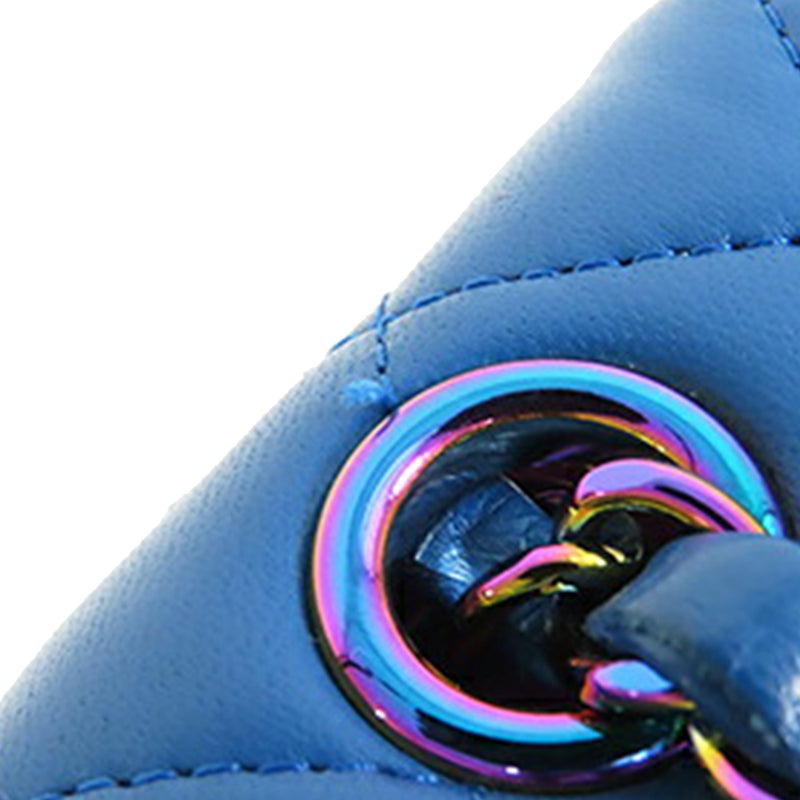 Medium Classic Lambskin Rainbow Hardware Double Flap - Image 9