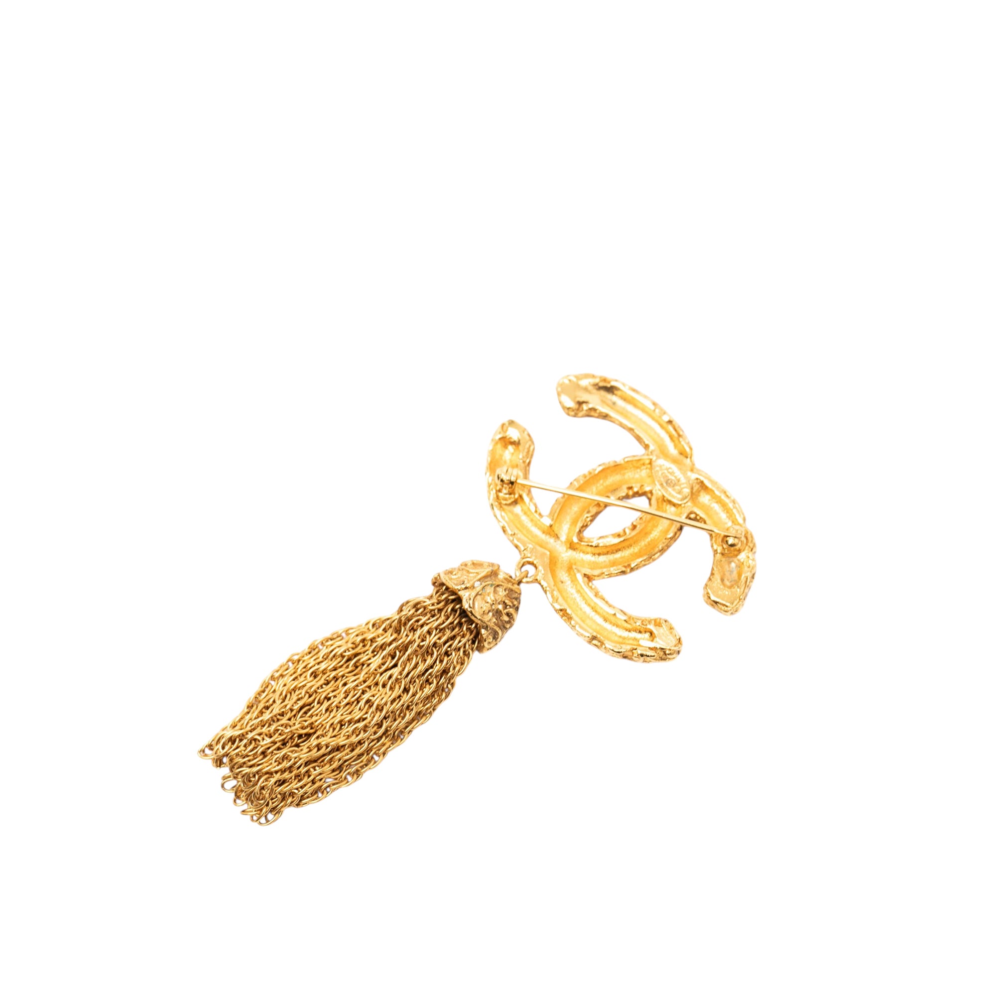 CC Gold Plated Tassel Lava Fringe Brooch - Image 2