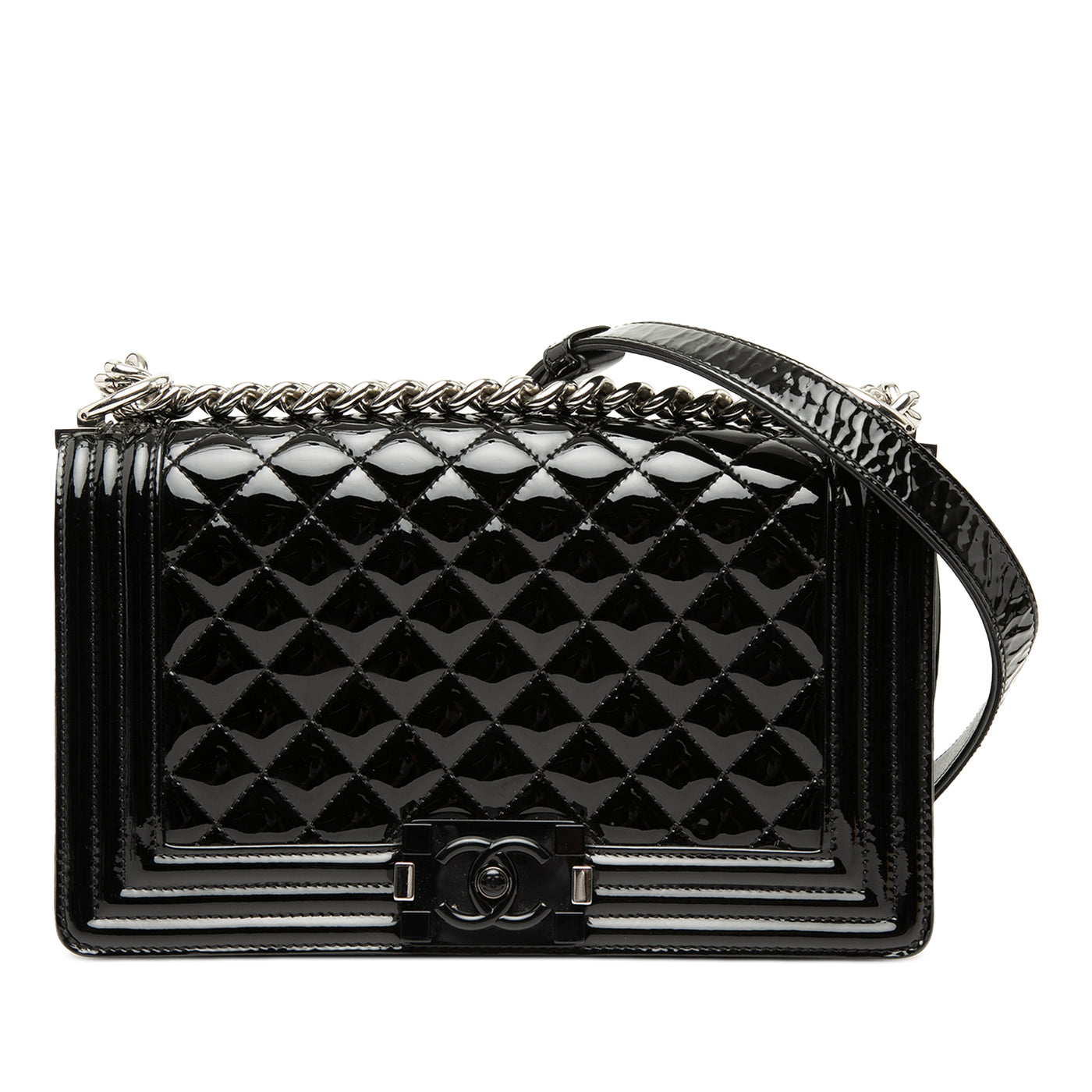 Old Medium Quilted Patent Acrylic Boy Flap - Image 1