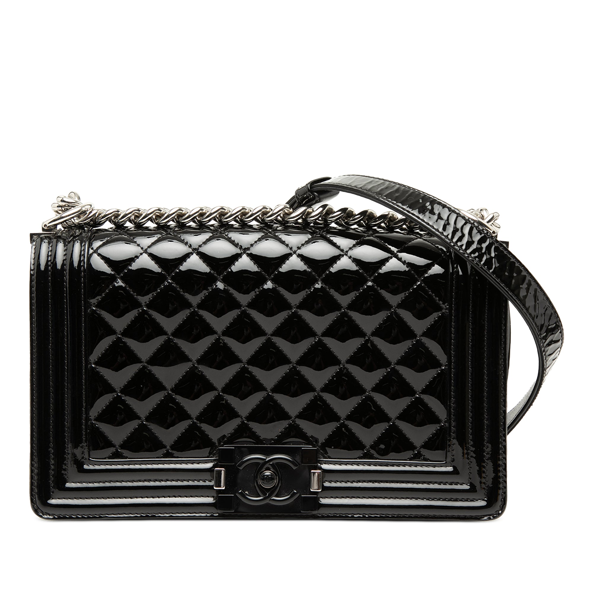 Old Medium Quilted Patent Acrylic Boy Flap - Image 1
