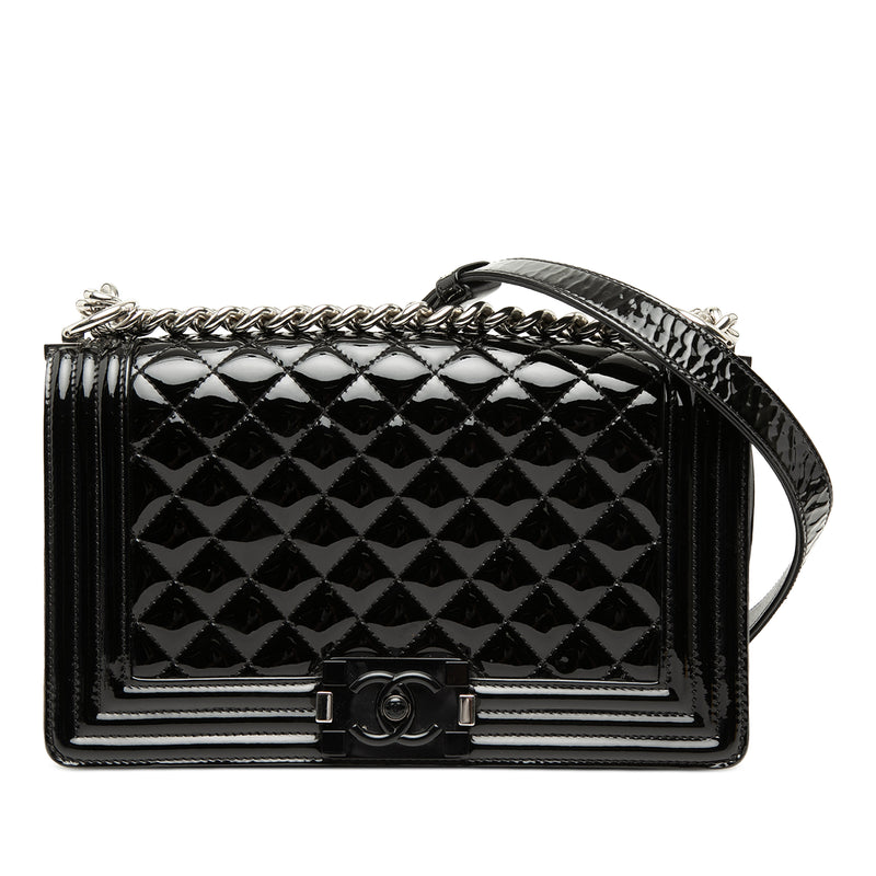 Old Medium Quilted Patent Acrylic Boy Flap