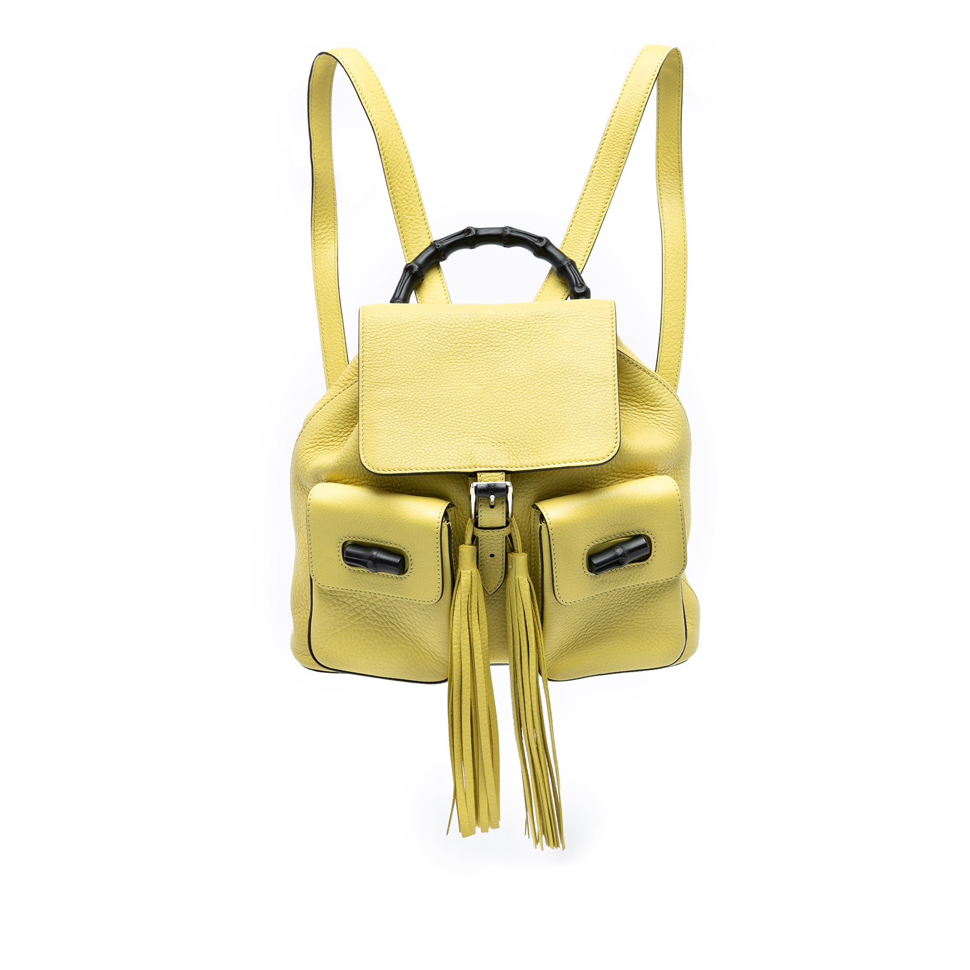 Leather Bamboo Tassel Backpack - Image 1