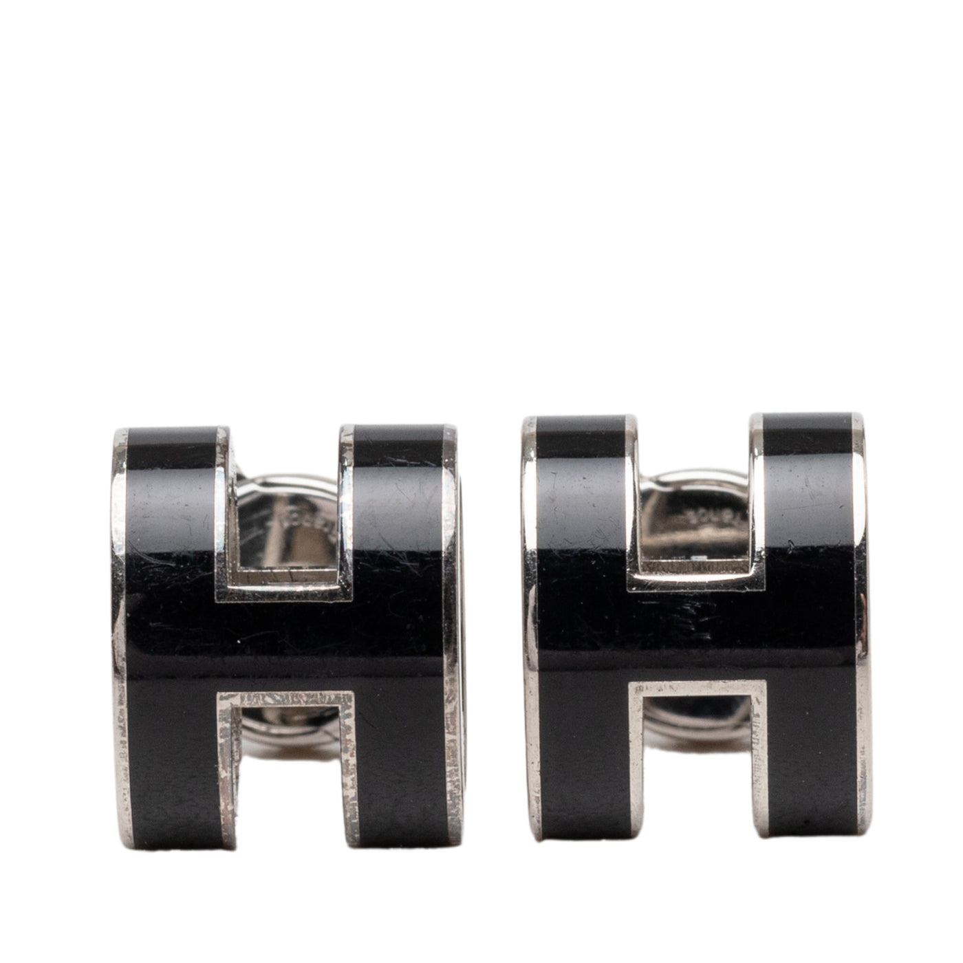 Lacquered Palladium Plated Mini Pop H Stud Earrings - Image 1