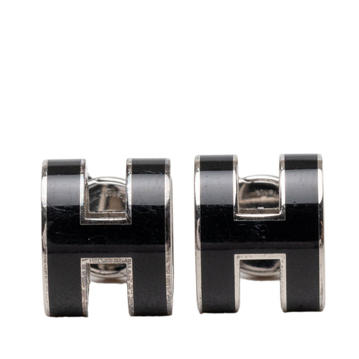 Lacquered Palladium Plated Mini Pop H Stud Earrings - Image 1