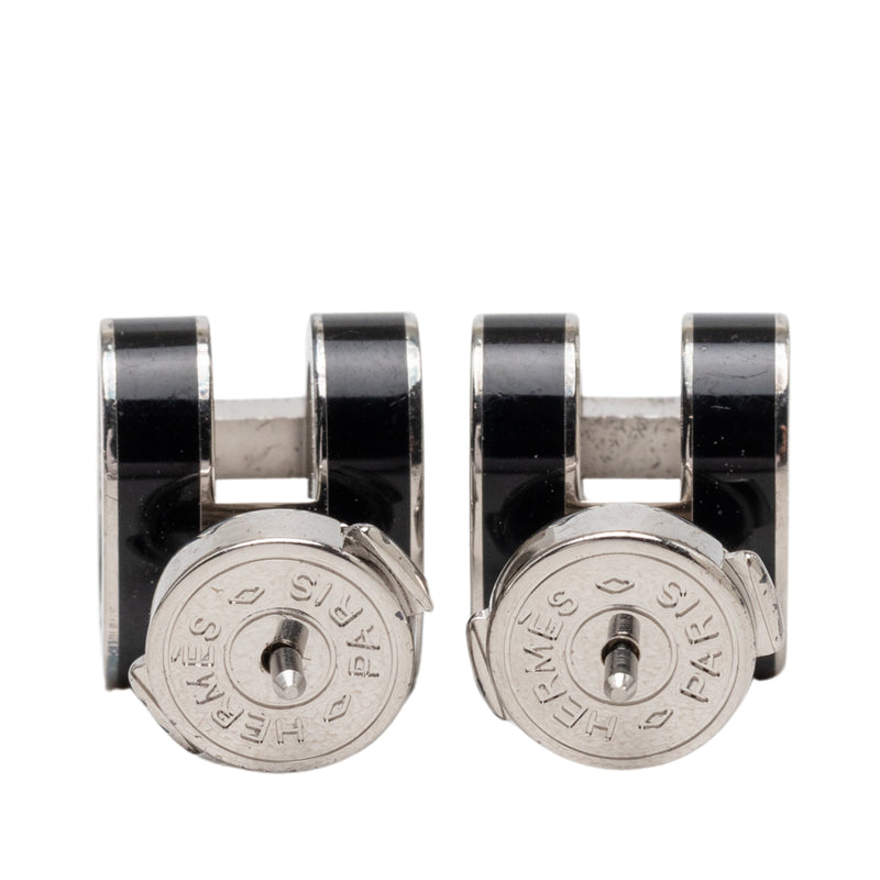 Lacquered Palladium Plated Mini Pop H Stud Earrings - Image 2