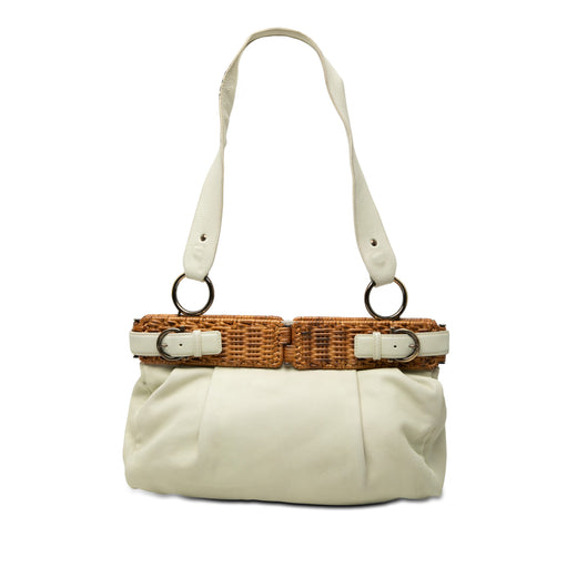 Leather and Wicker Shoulder Bag - Image 1