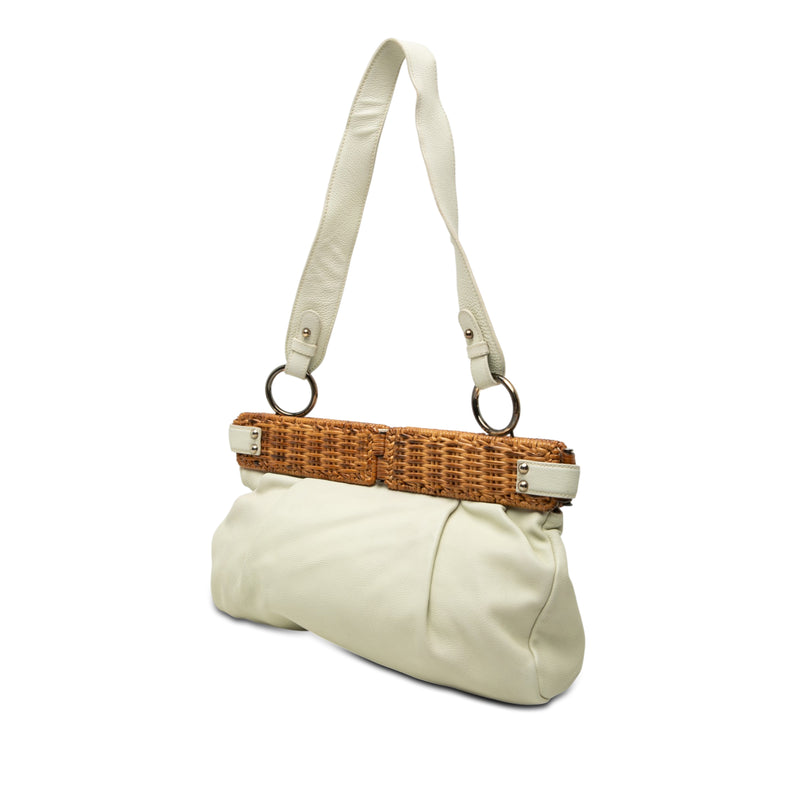 Leather and Wicker Shoulder Bag - Image 2