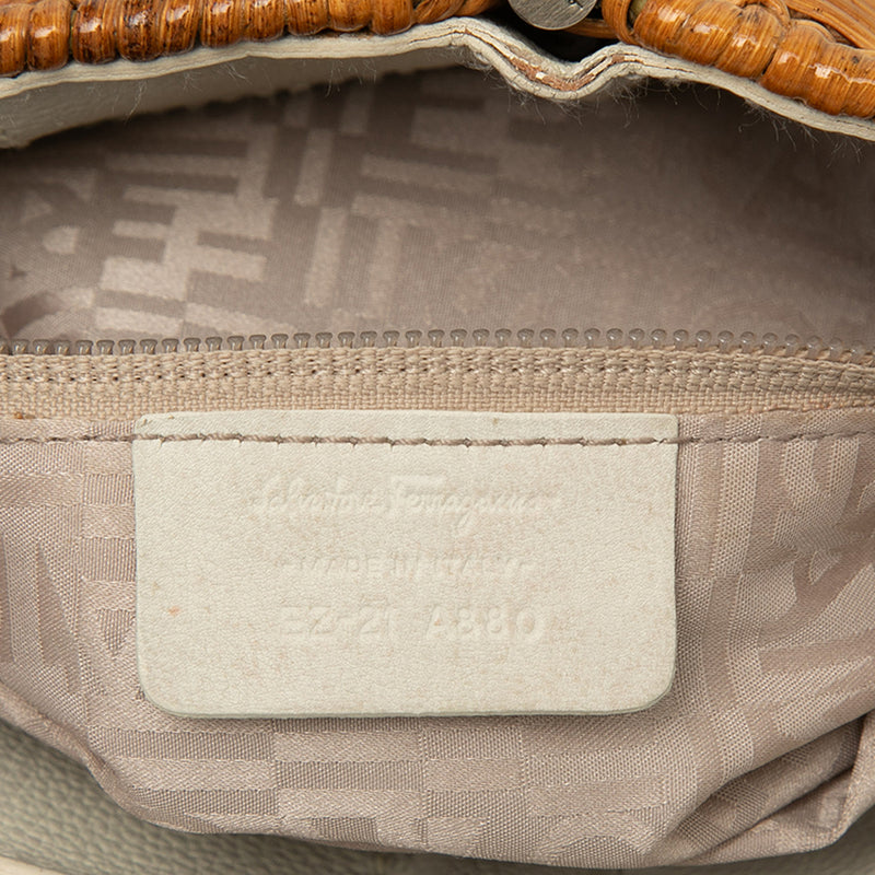 Leather and Wicker Shoulder Bag - Image 6