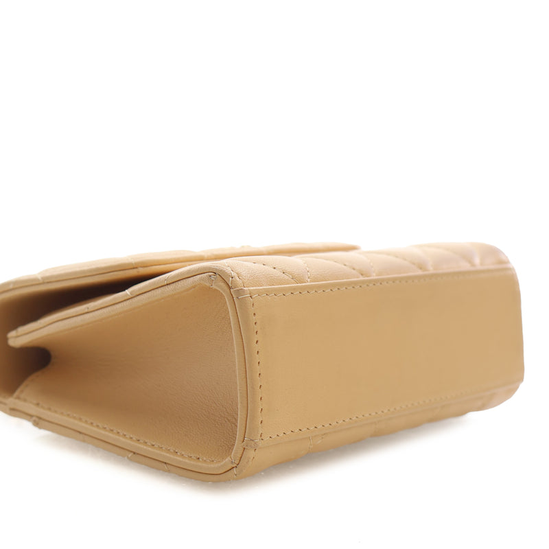 CC Quilted Lambskin Faux Pearl Top Handle Flap - Image 13