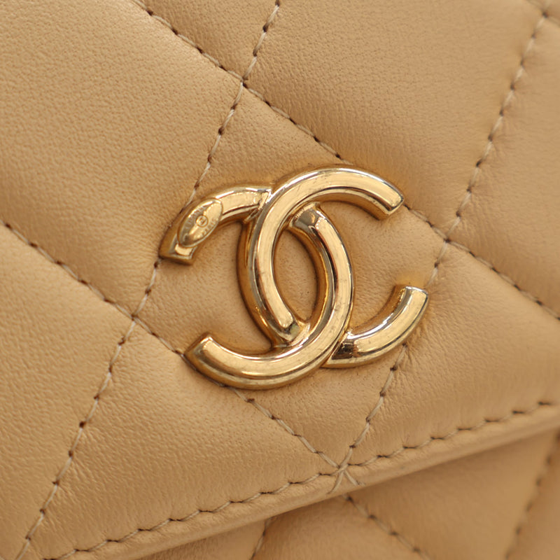 CC Quilted Lambskin Faux Pearl Top Handle Flap - Image 4