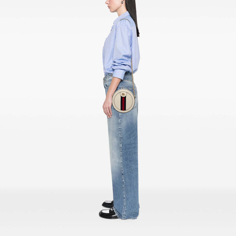 Mini Calfskin Web Ophidia Round Crossbody - Image 7