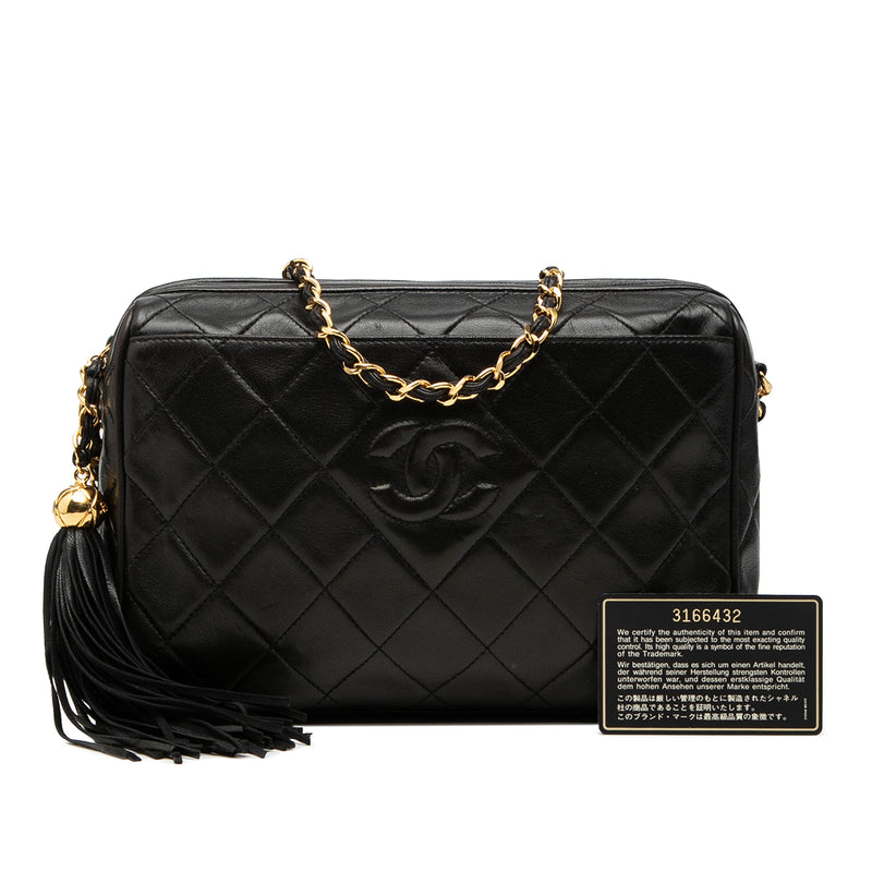 CC Diamond Quilted Lambskin Tassel Camera Bag - Image 8
