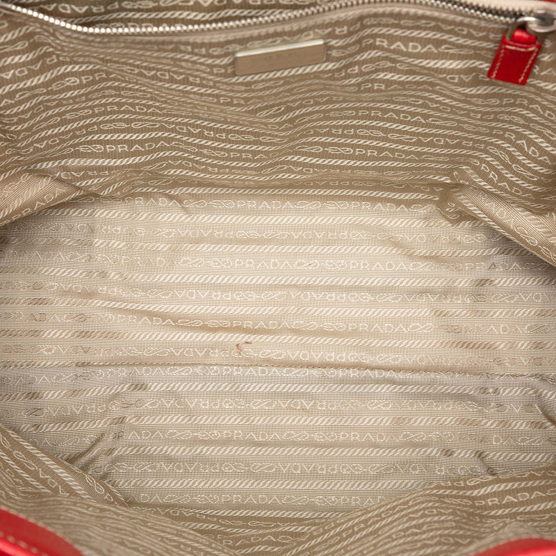 Studded Leather Trimmed Canvas Front Pocket Tote - Image 4