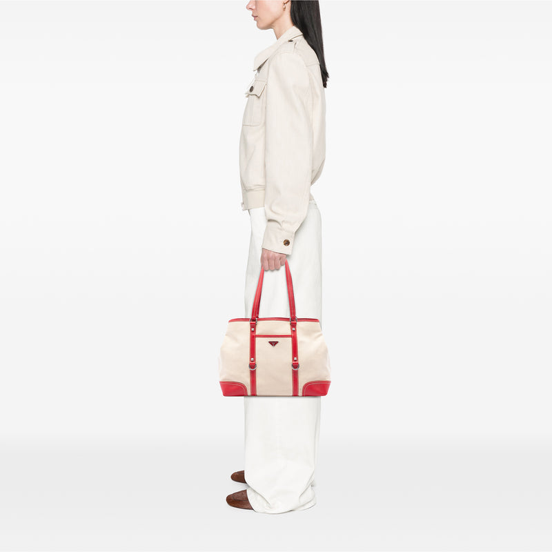 Studded Leather Trimmed Canvas Front Pocket Tote - Image 6