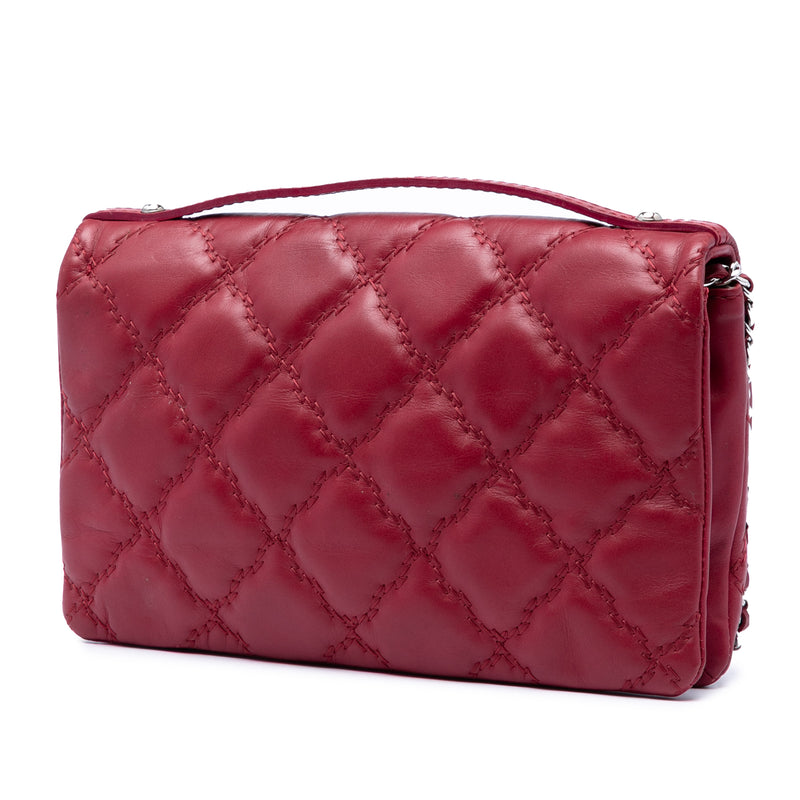 Quilted Calfskin Double Stitch Hamptons Clutch with Chain - Image 2