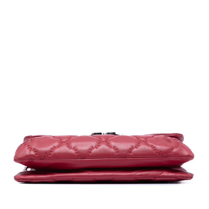Quilted Calfskin Double Stitch Hamptons Clutch with Chain - Image 3
