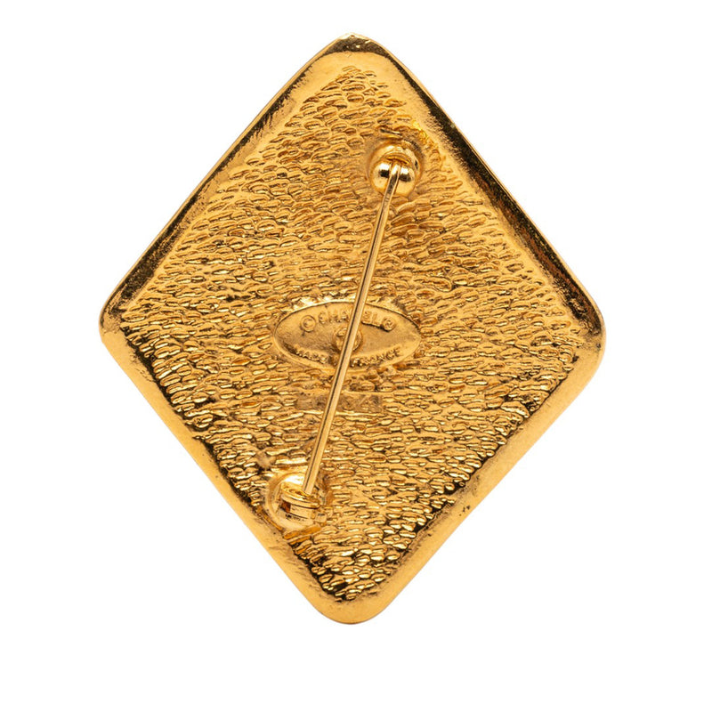 Gold Plated CC Rhombus Brooch - Image 2
