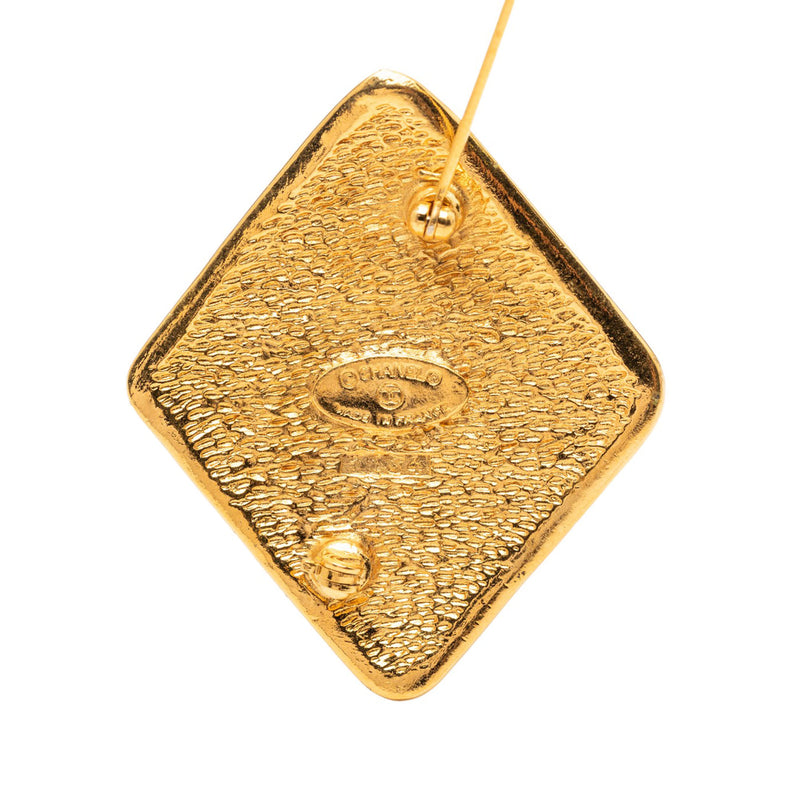 Gold Plated CC Rhombus Brooch - Image 3