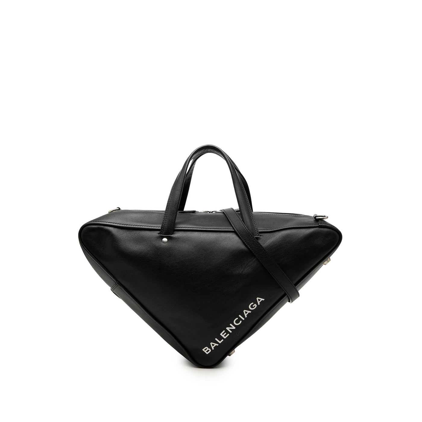 Medium Leather Triangle Duffle Bag - Image 1