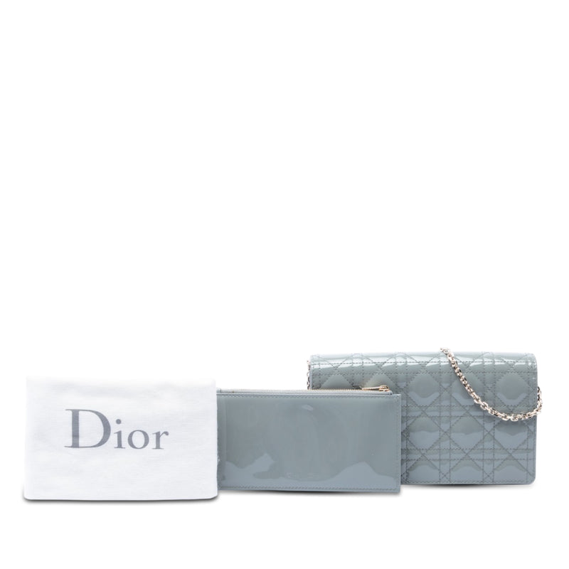 Patent Cannage Lady Dior Pouch with Chain - Image 7