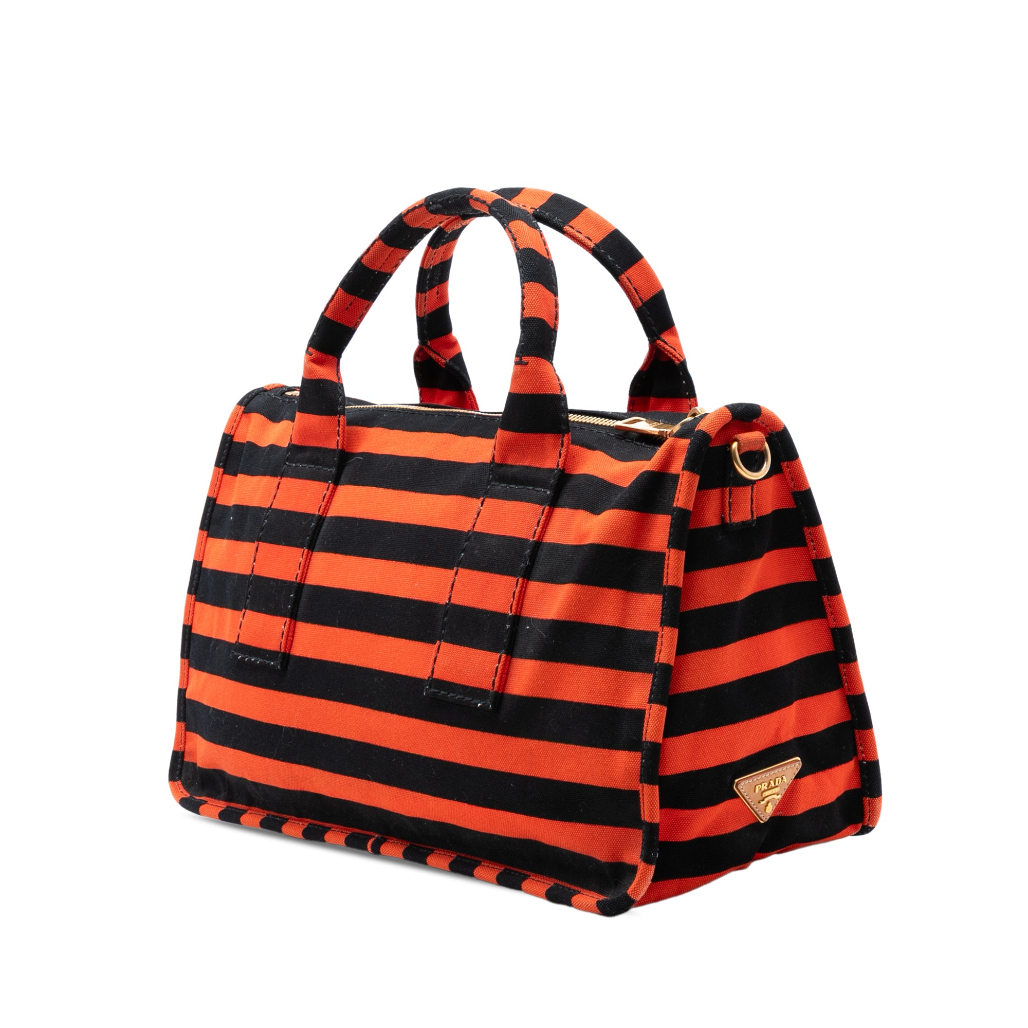 Large Canvas Canapa Righe Striped Satchel - Image 2