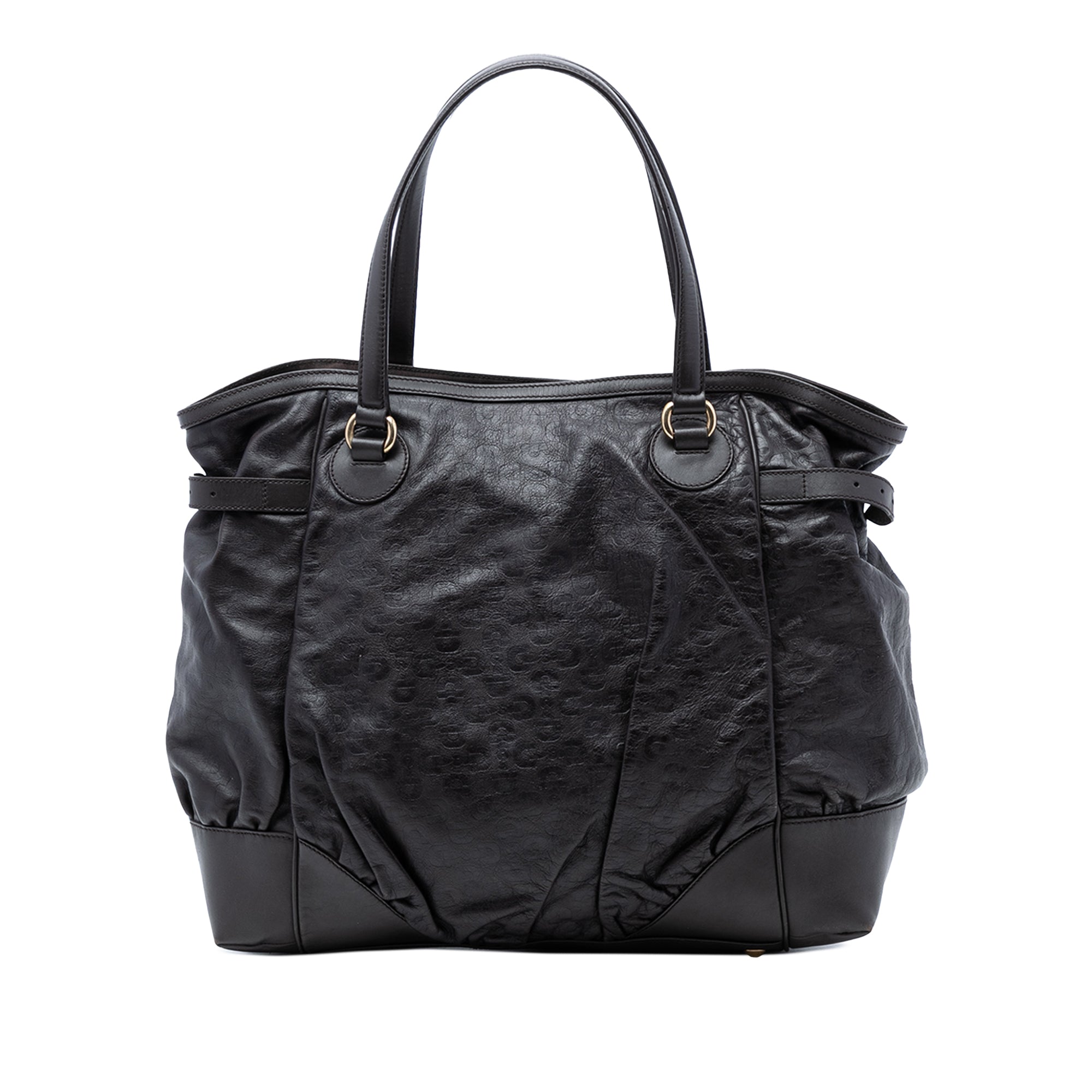 Embossed Leather Horsebit Full Moon Tote - Image 1